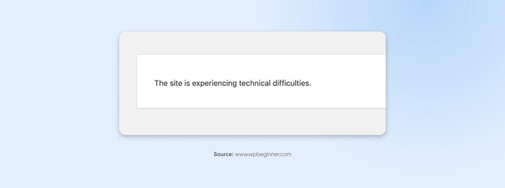 This Site Is Experiencing Technical Difficulties in WordPress